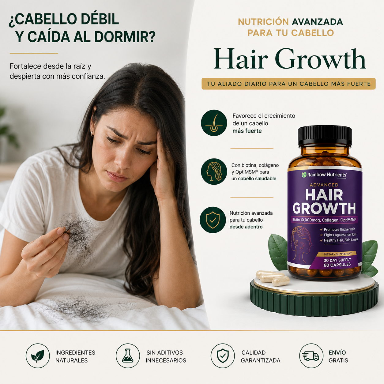 Hair Growth Premium | Cabello Más Fuerte y Saludable | 60 Cápsulas